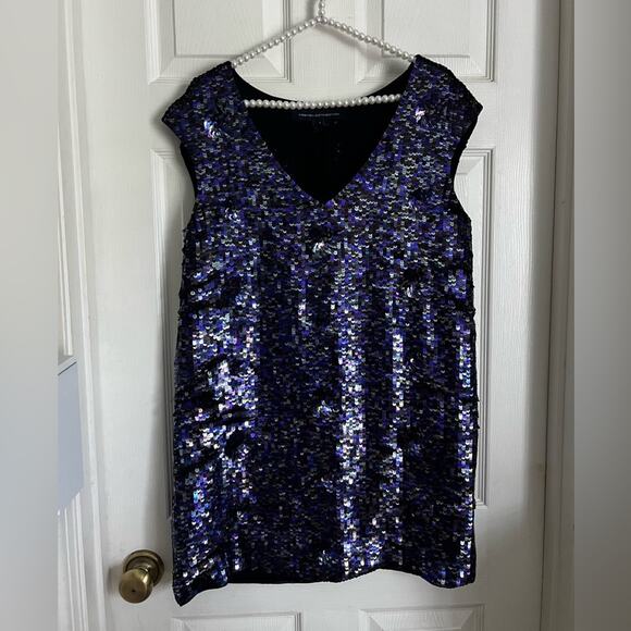 French Connection Sequin Shift Mini Dress Size 8 Sparkly Glam - Picture 4 of 6